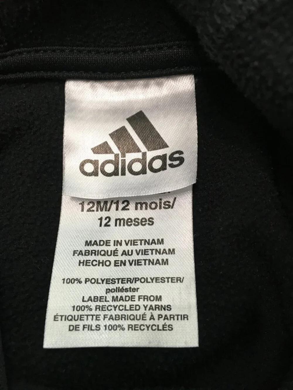 Adidas Kids Black & Gray Hoodie Size 12 Months